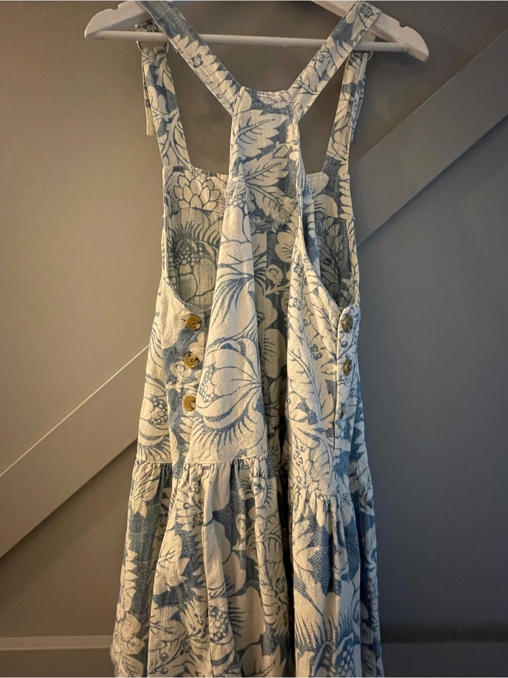 Urban Outfitters Blue and White Floral Pinafore
